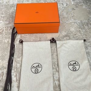 Hermes Shoe Box and Dust Bag and Ribbon